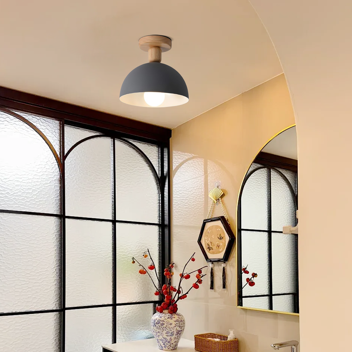 Modern Gray Dome  Ceiling Light for Hallway