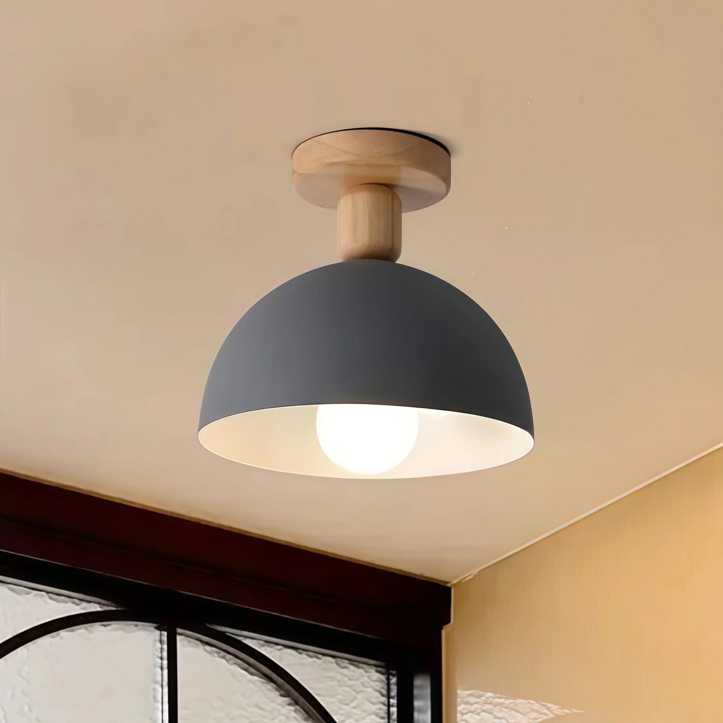 Morandia Modern Dome/Bowl Ceiling Light – 5 Color Metal/Wood for Corridor