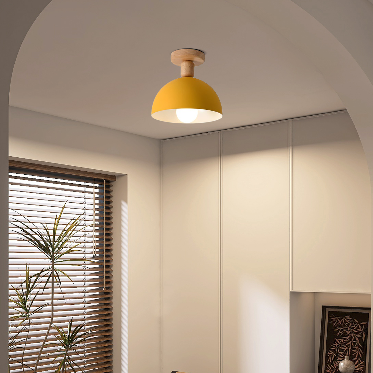 Modern Yellow Dome  Ceiling Light for Bedroom