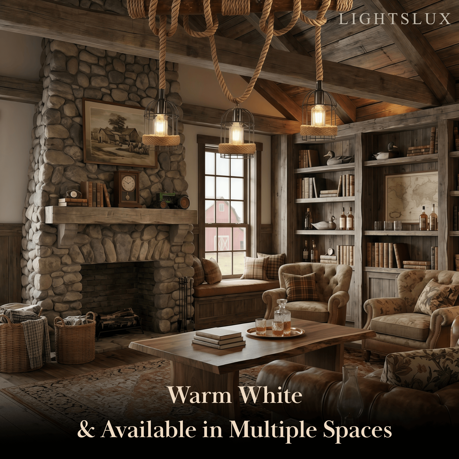 Irondale Vintage 3-Light Pendant Lamp – Wood & Rope Design for Dining Room