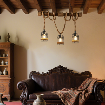 Vintage 3 Heads Pendant Light for Living Room