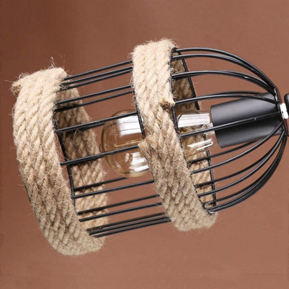 Vintage 3 Heads Pendant Light With Metal Cage