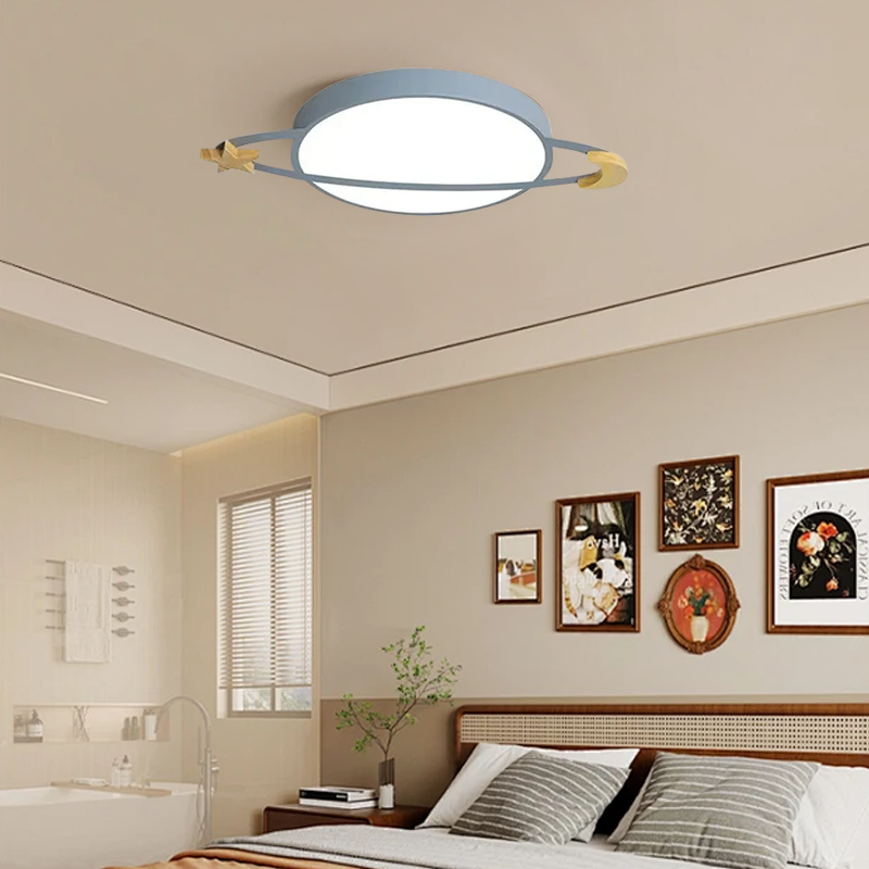 Modern Gray Round Ceiling Light for Bedroom