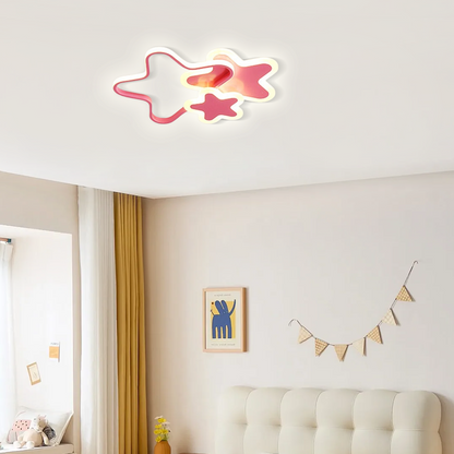Modern Pink Star LED Ceiling Light for Bedroom