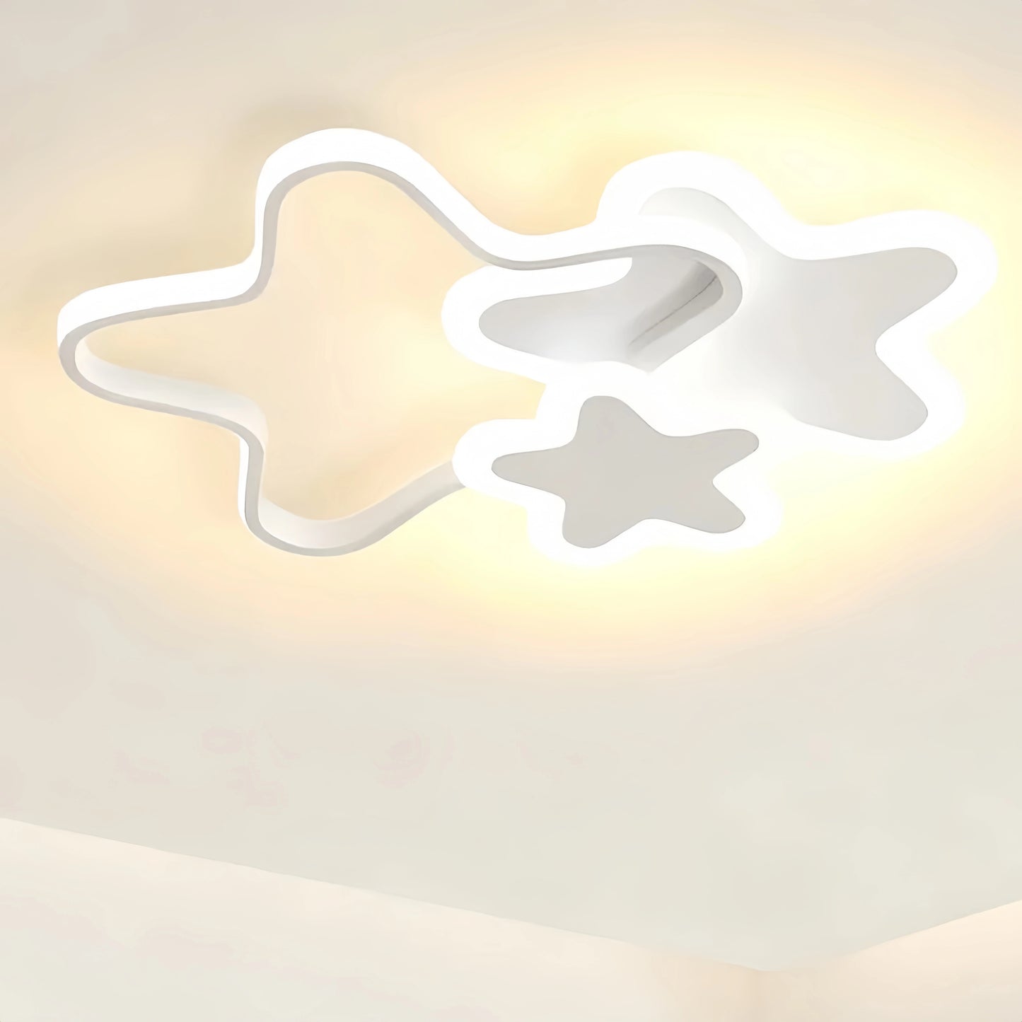 Vivara Modern LED Dimmable Star Ceiling Light – Designer White/Pink Kids Room