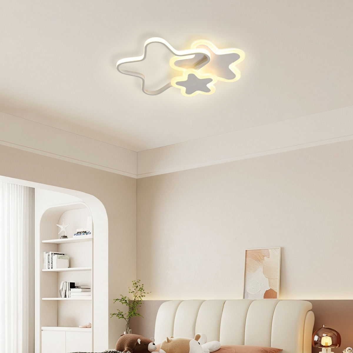 Modern White Star LED Ceiling Light for Bedroom