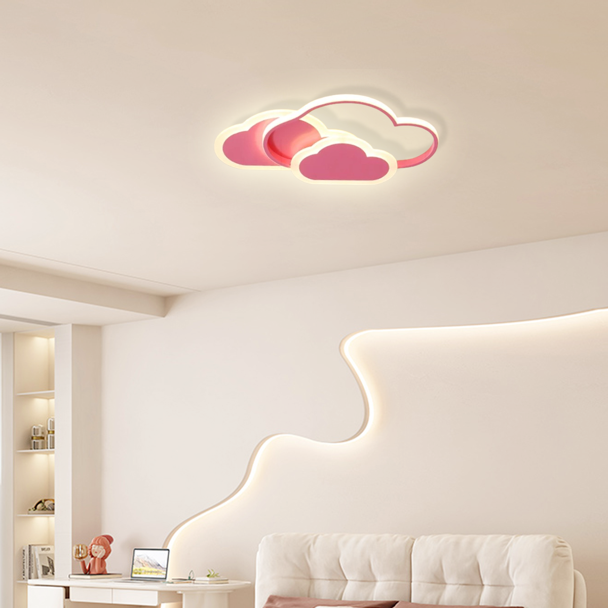 Modern Pink Cloud LED Ceiling Light for Bedroom