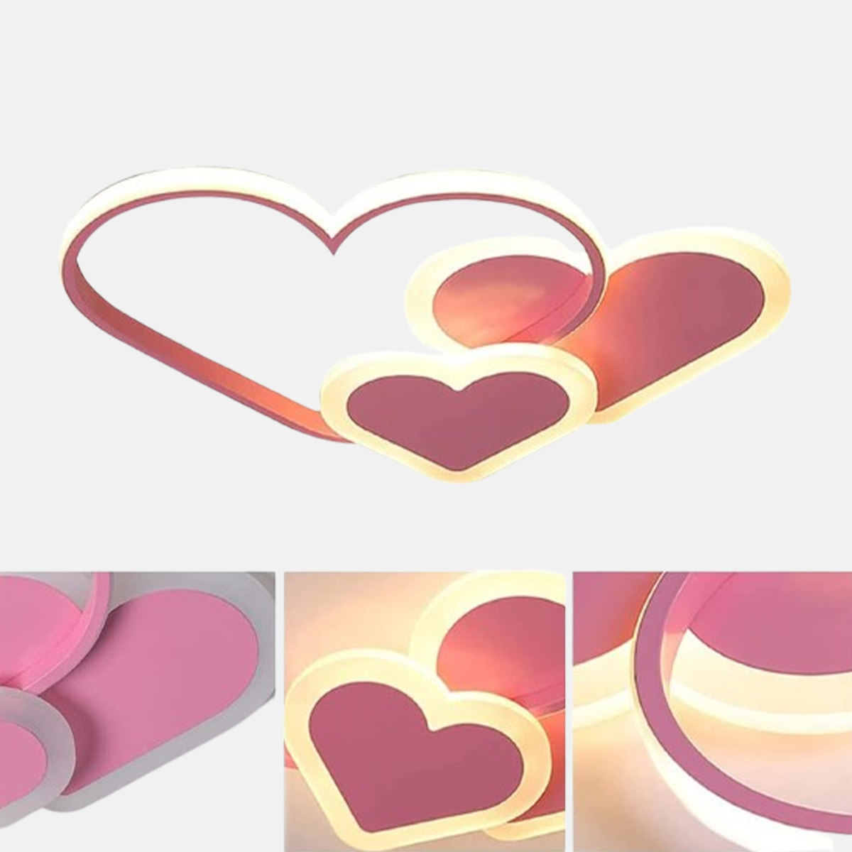 Modern Pink Heart LED Ceiling Light Detail