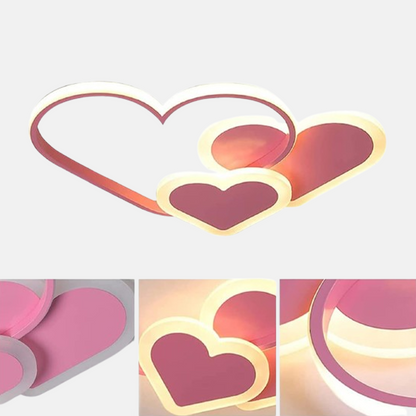 Modern Pink Heart LED Ceiling Light Detail