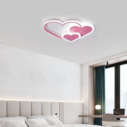 Modern Pink Heart LED Ceiling Light White Light for Bedroom
