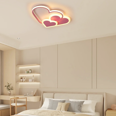 Modern Pink Heart LED Ceiling Light for Bedroom
