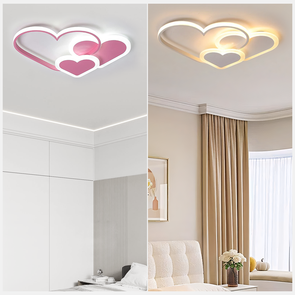 Modern White Heart LED Ceiling Light Color Temperature
