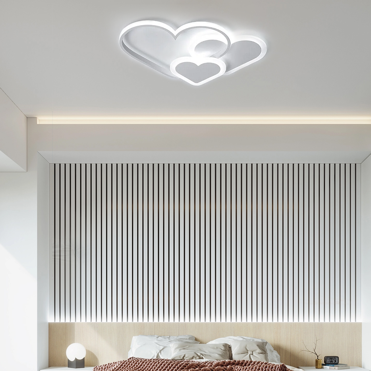 Modern White Heart LED Ceiling Light White Light for Bedroom