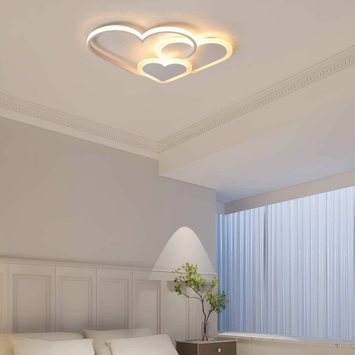 Modern White Heart LED Ceiling Light for Bedroom