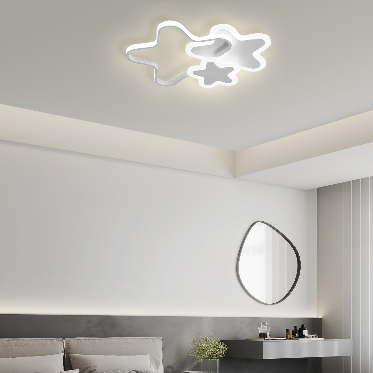 Modern White Star LED Ceiling Light for Bedroom