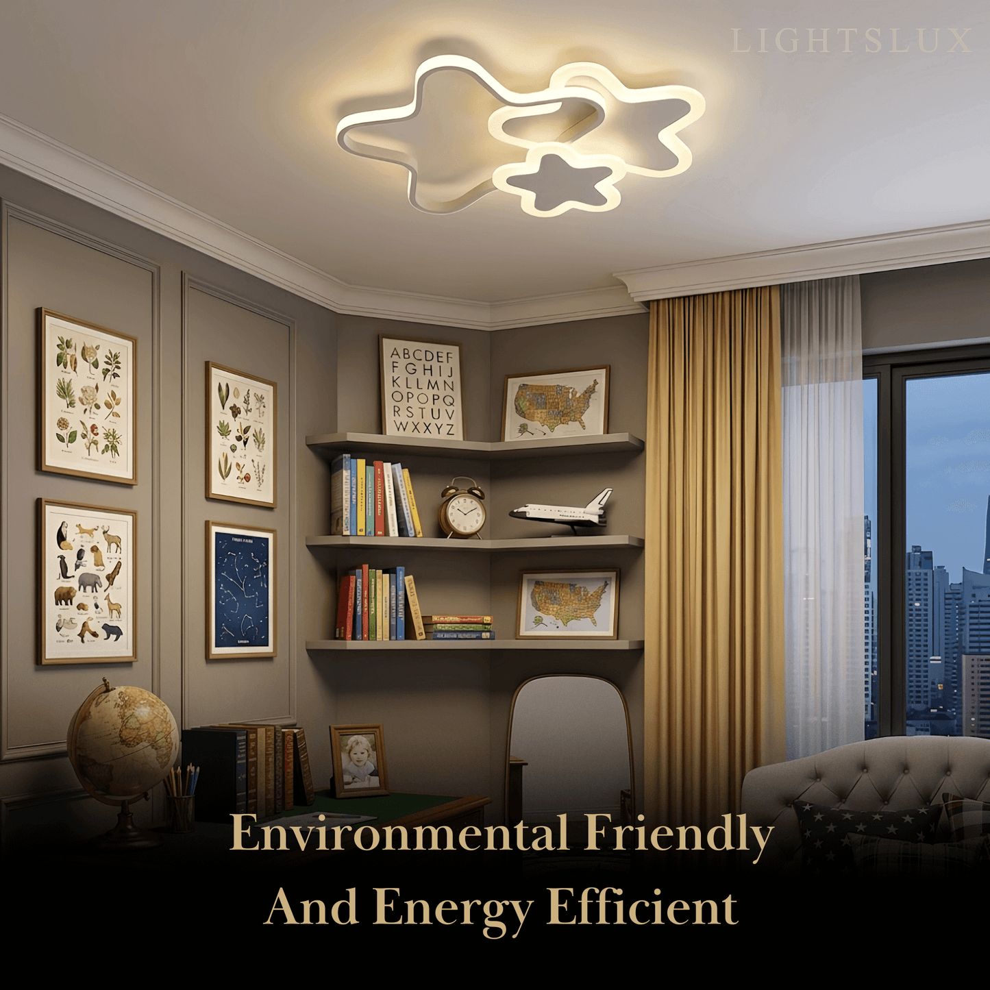 Vivara Modern LED Dimmable Star Ceiling Light – Designer White/Pink Kids Room