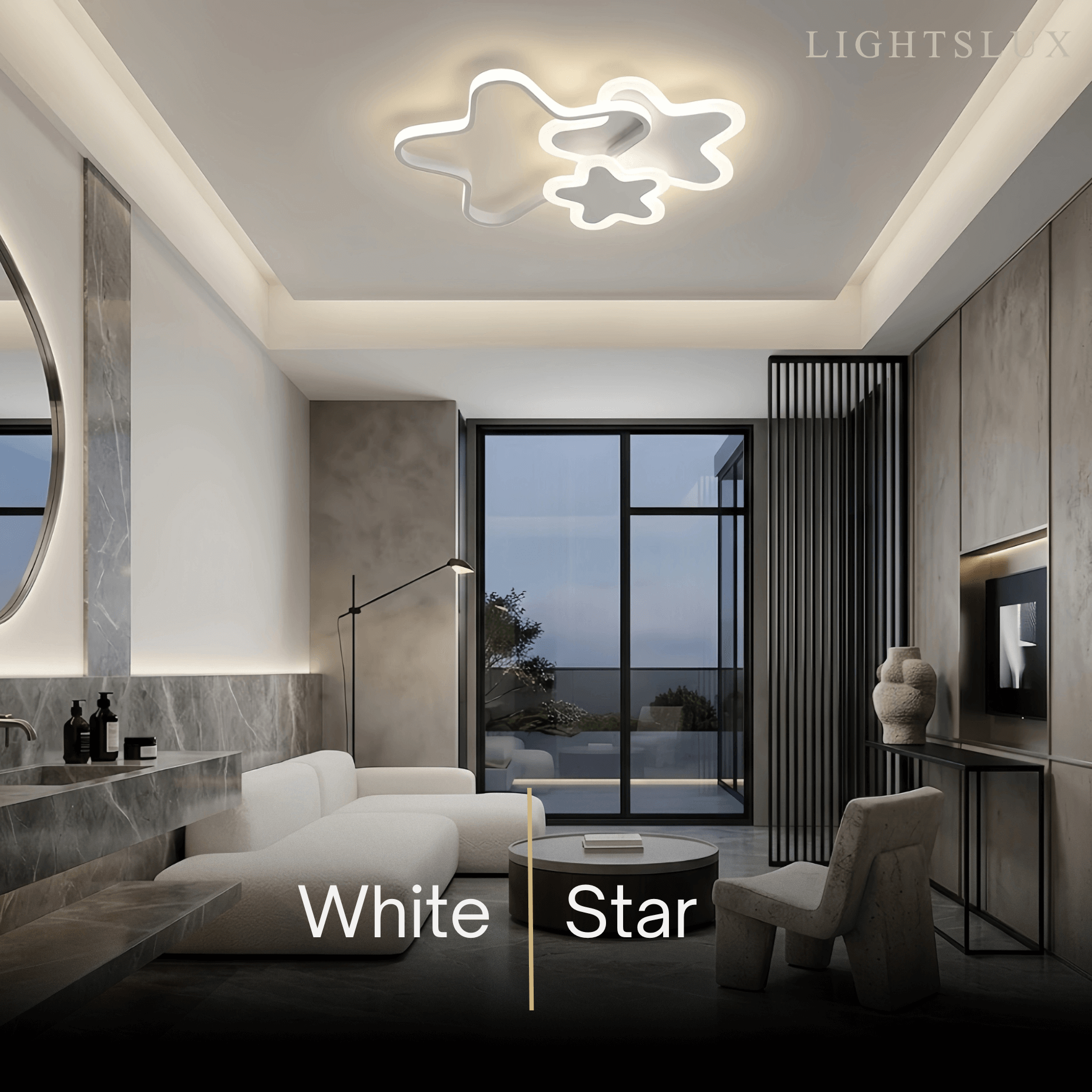 Vivara Modern LED Dimmable Star Ceiling Light – Designer White/Pink Kids Room