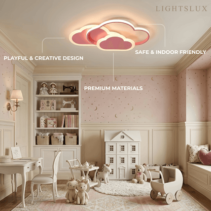 Vivara Modern LED Dimmable Star Ceiling Light – Designer White/Pink Kids Room