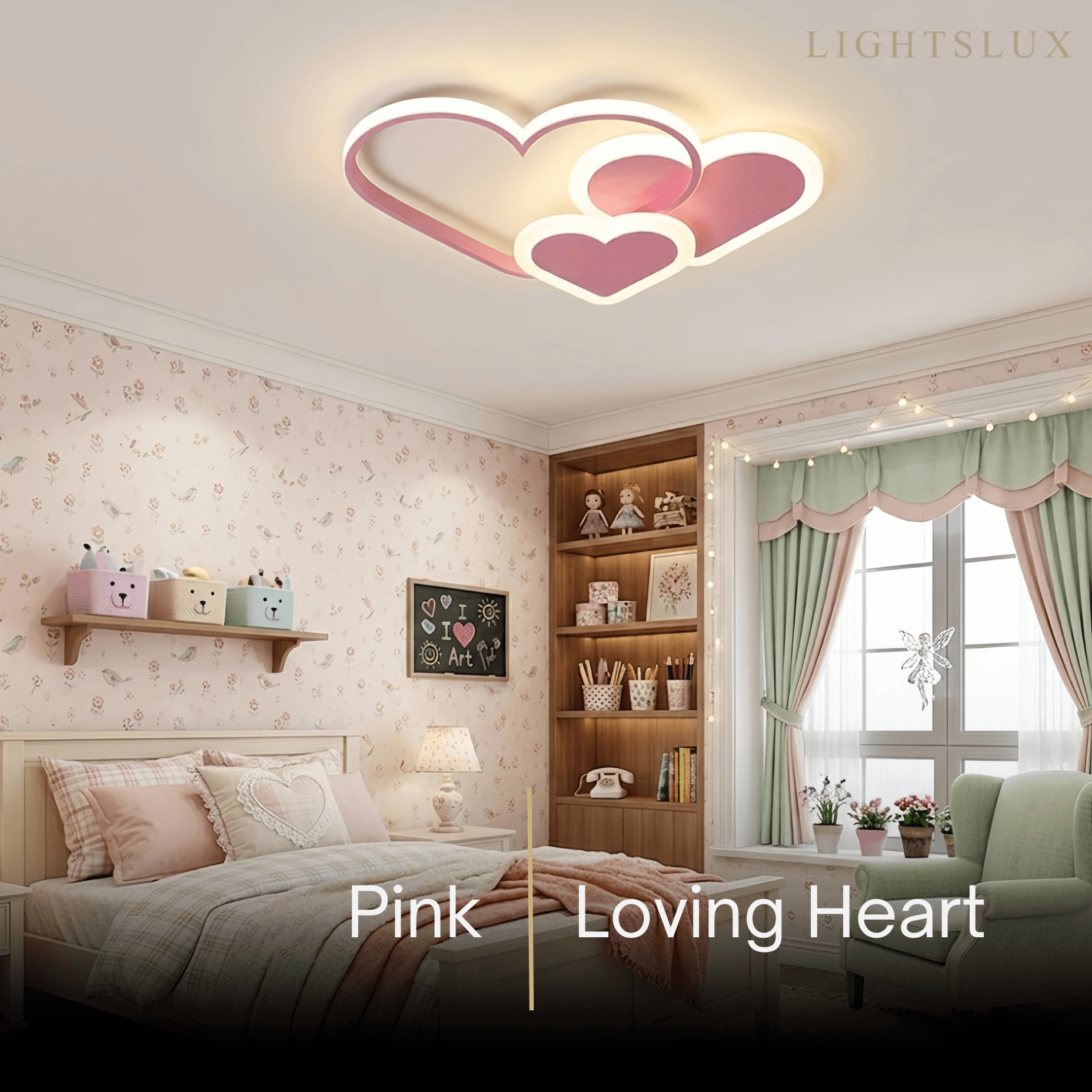 Vivara Modern LED Dimmable Star Ceiling Light – Designer White/Pink Kids Room