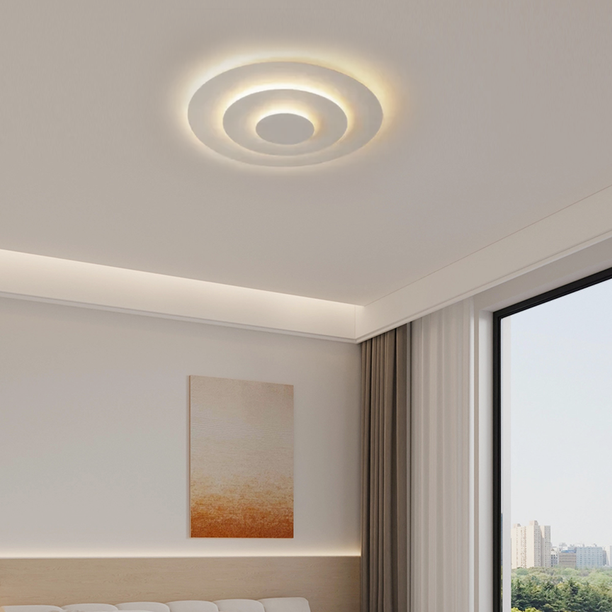 Modern Circular - shaped LED Ceiling Light with 3 Color Light in Bedroom
