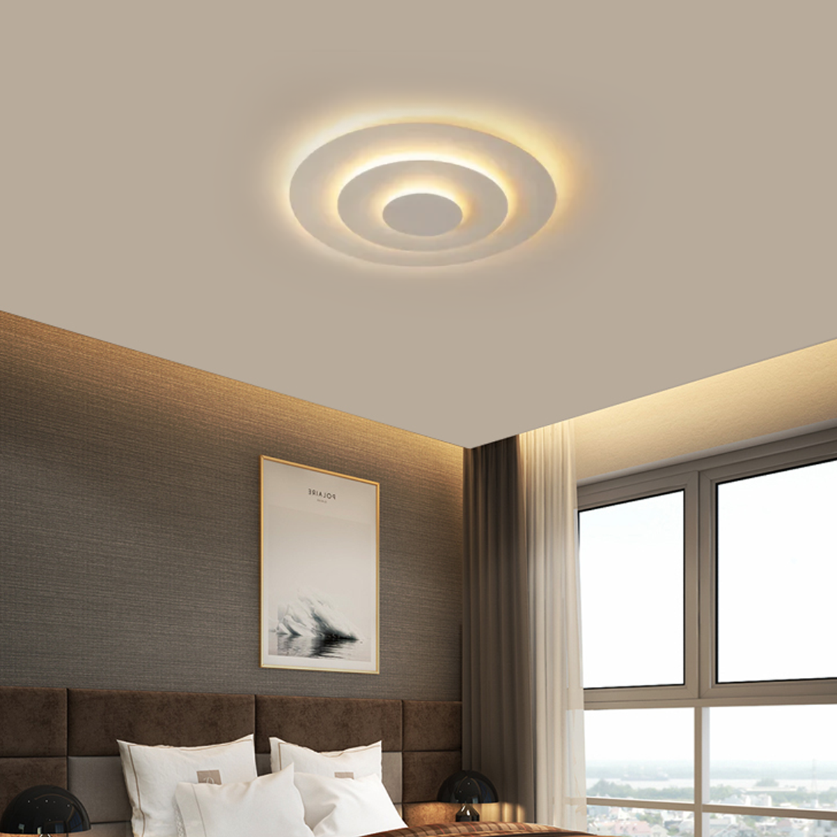 Modern Circular - shaped LED Ceiling Light with Dimmble Light in Bedroom