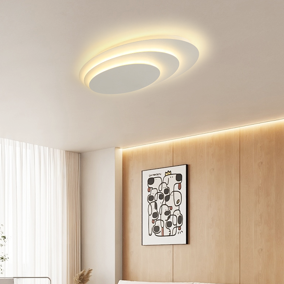 Modern Circular - styled LED Ceiling Light with Dimmable Light in Bedroom