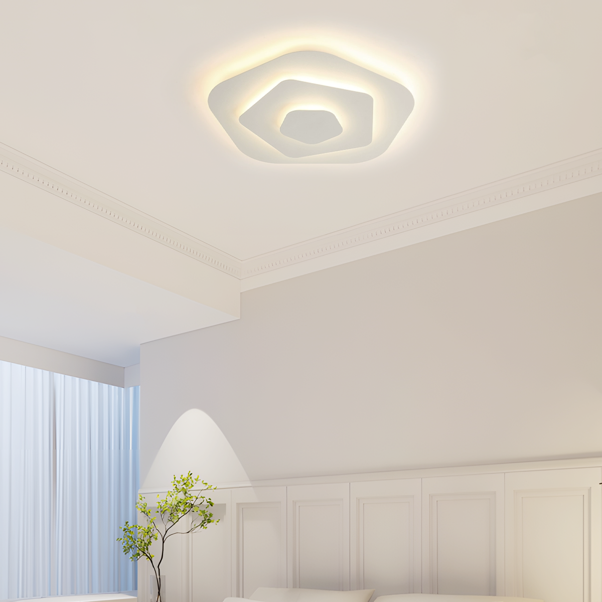 Modern Art - shaped LED Ceiling Light with 3 Color Change for Living Room