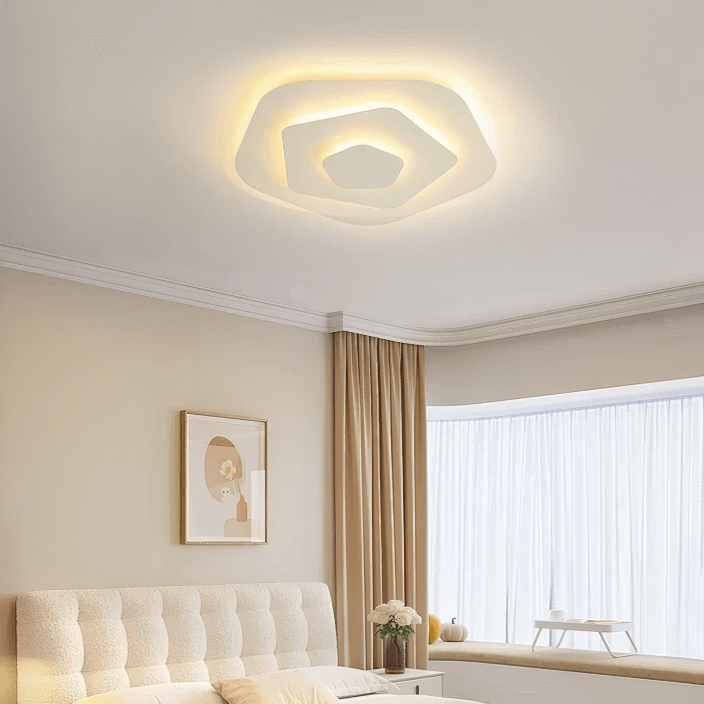 Modern Art - shaped LED Ceiling Light with Warm Light for Bedroom