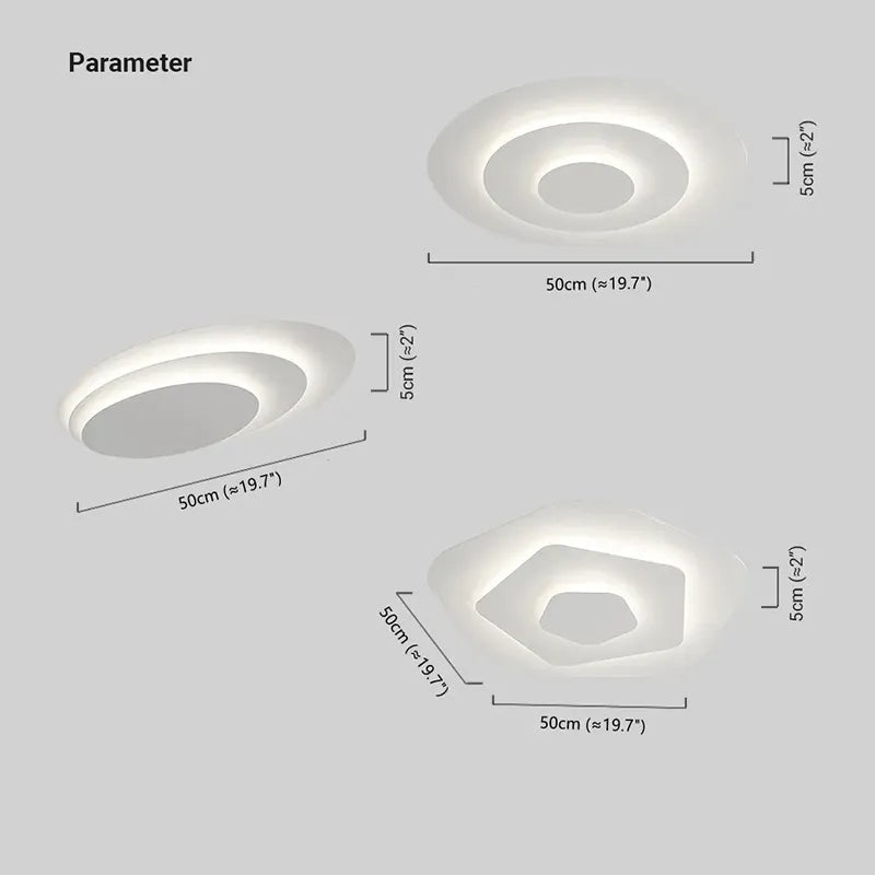 Modern White Flush Mount Ceiling Light  Dimension