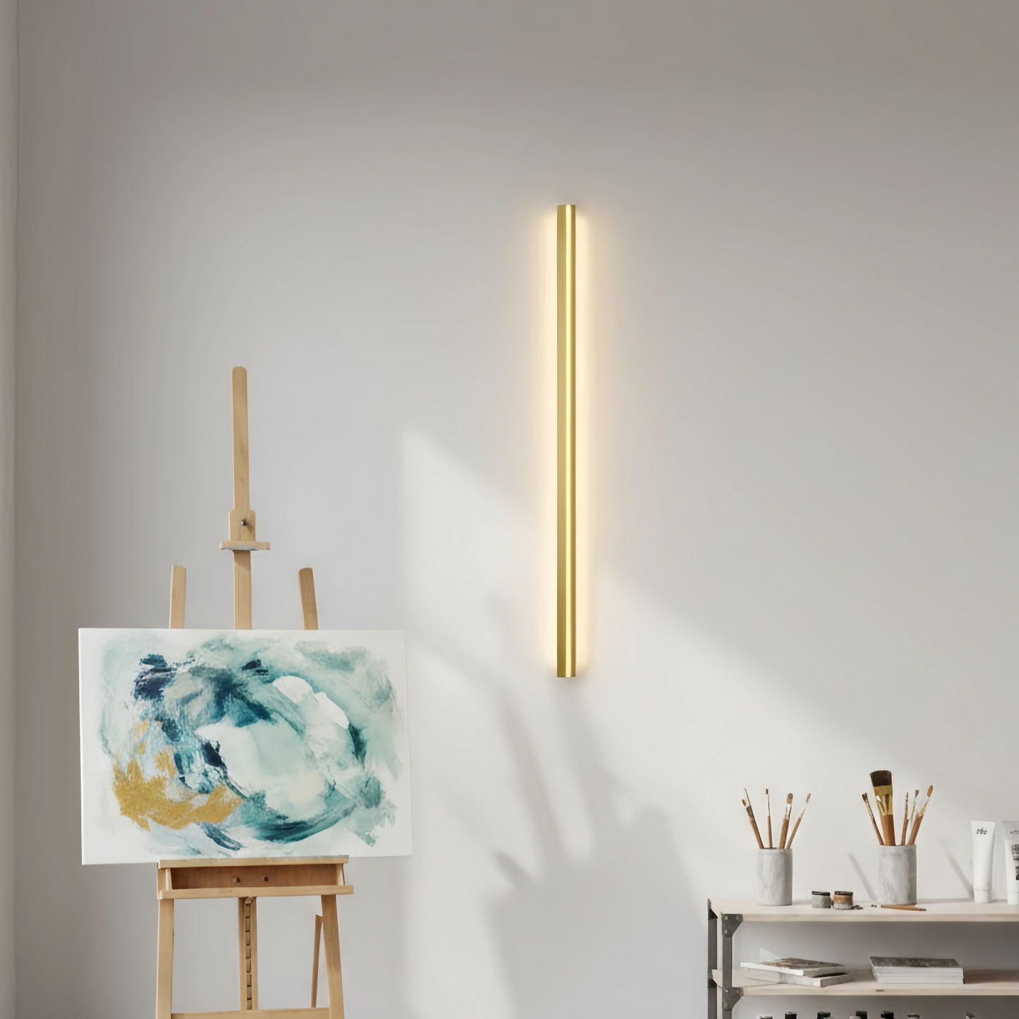 Lámpara de pared lineal LED minimalista Arcato – Negro/Dorado para dormitorio/sala de estar