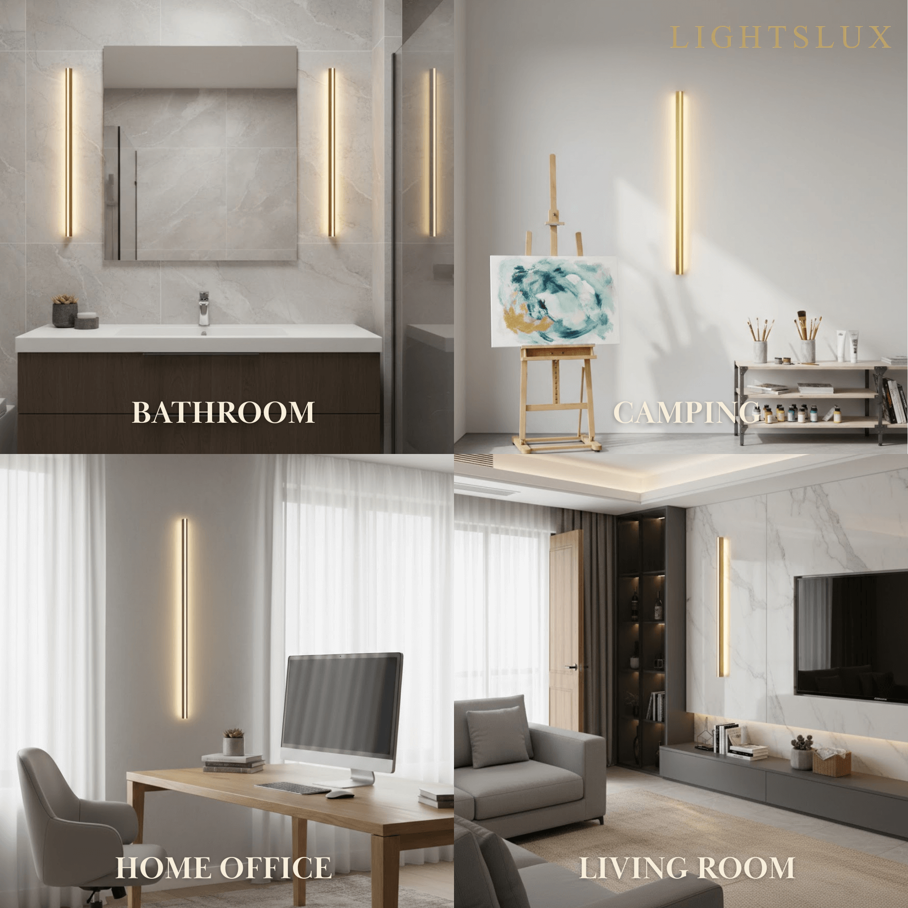 Arcato Minimalist Linear LED Wall Lamp – Black/Gold for Bedroom/Living Room