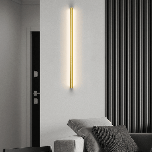 Minimalist Gold Linear Wall Lamp with warm light for Living Room