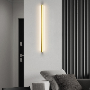 Minimalist Gold Linear Wall Lamp with warm light for Living Room