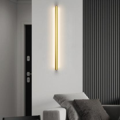 Minimalist Gold Linear Wall Lamp with warm light for Living Room