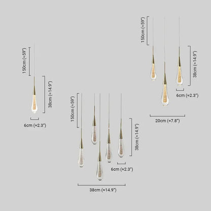 Art Deco Teardrop Pendant Light Dimension