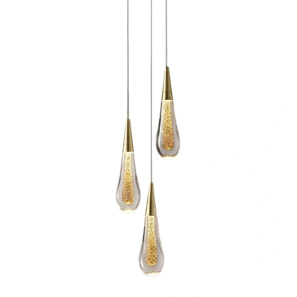 Excelis Art Deco Teardrop Pendant Light - Gold