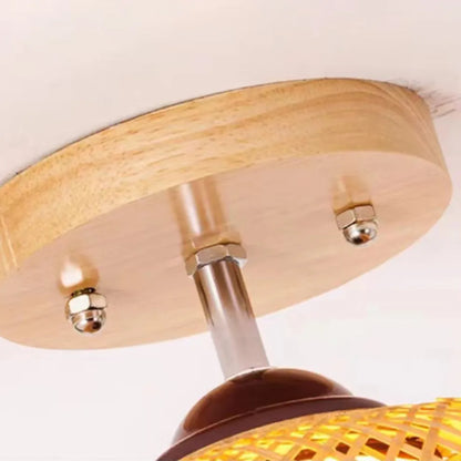 Rattan Ceiling Light – Bamboo Flush Mount Hallway