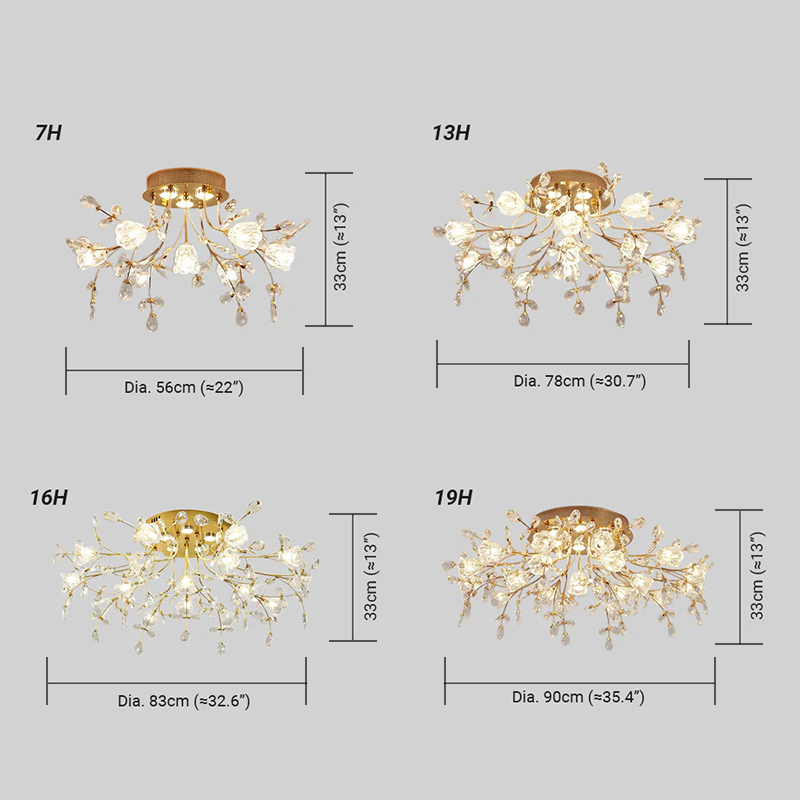 Royal Dendrite Ceiling Light – Gold Metal & Glass Fixture for Living Room