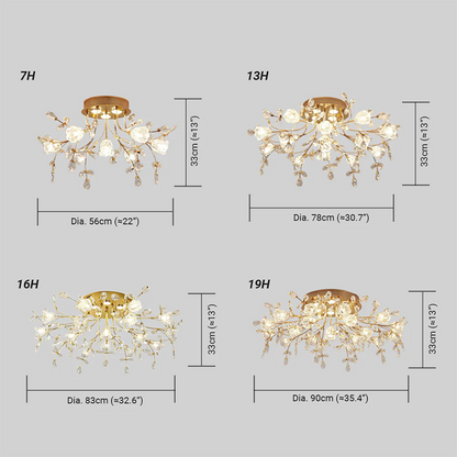 Royal Dendrite Ceiling Light – Gold Metal & Glass Fixture for Living Room