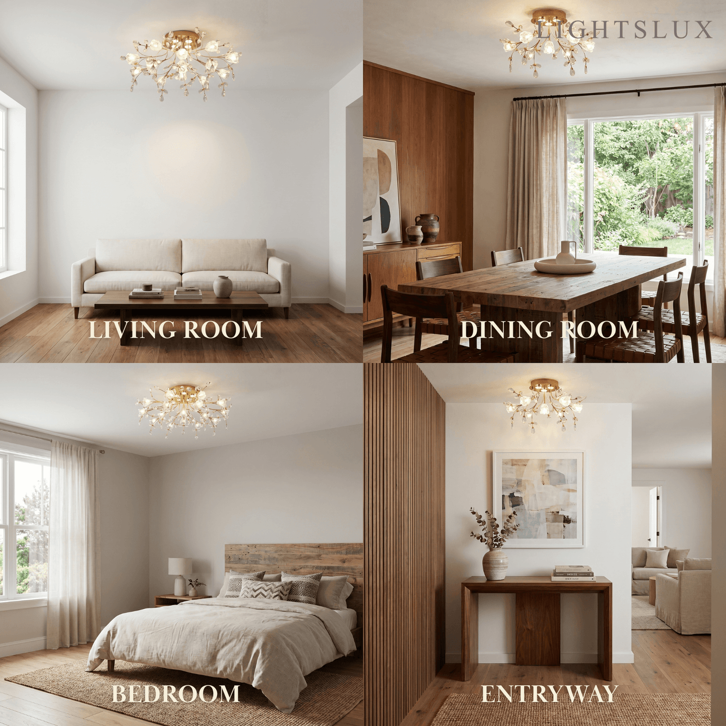 Excelis Royal Dendrite Ceiling Light – Gold Metal & Glass Fixture Living Room/Bedroom