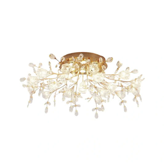 Excelis Royal Dendrite Ceiling Light – Gold Metal & Glass Fixture Living Room/Bedroom