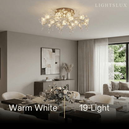 Excelis Royal Dendrite Ceiling Light – Gold Metal & Glass Fixture Living Room/Bedroom