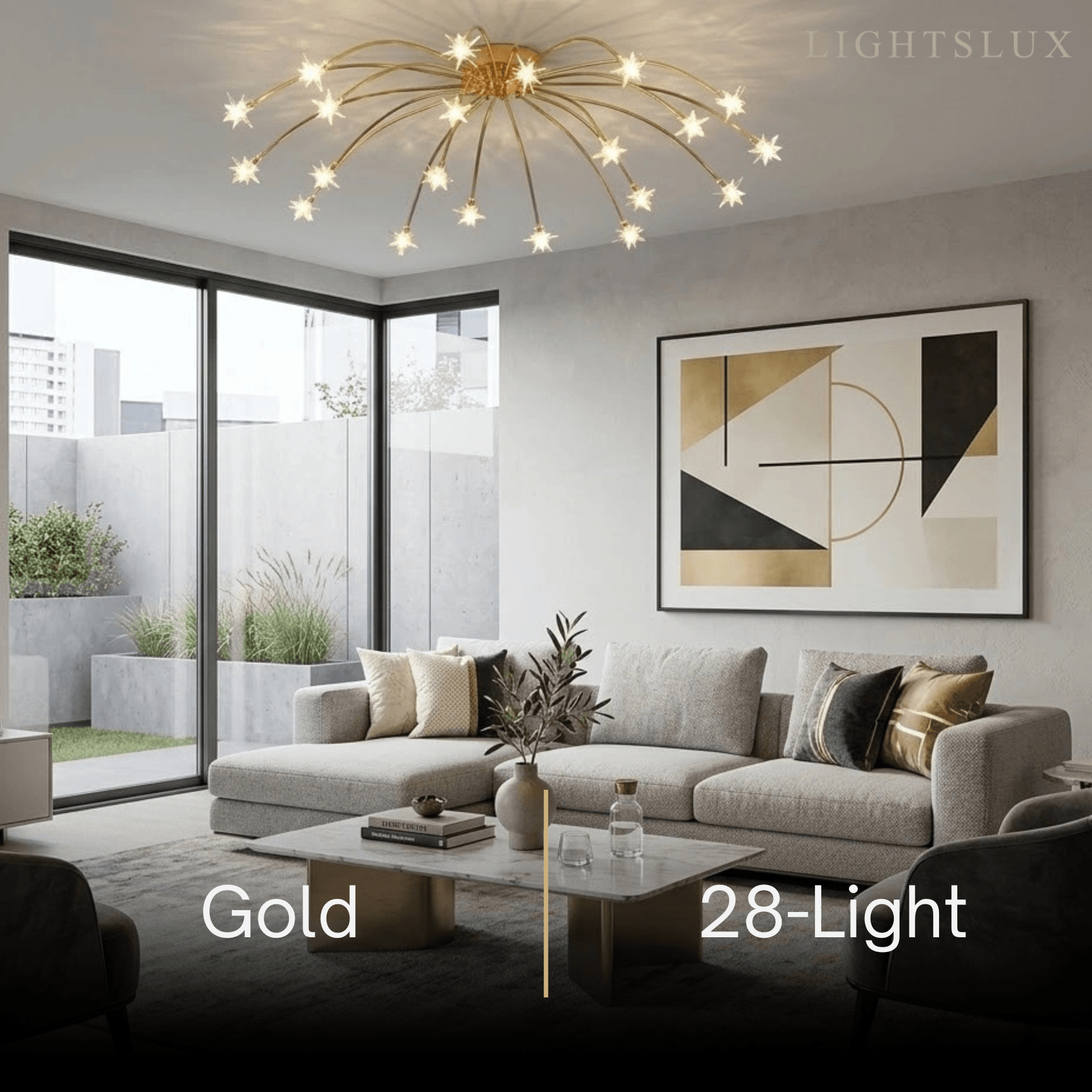 Nebula Art Deco Ceiling Light - Gold/Black/Chrome Metal Fixture for Bedroom