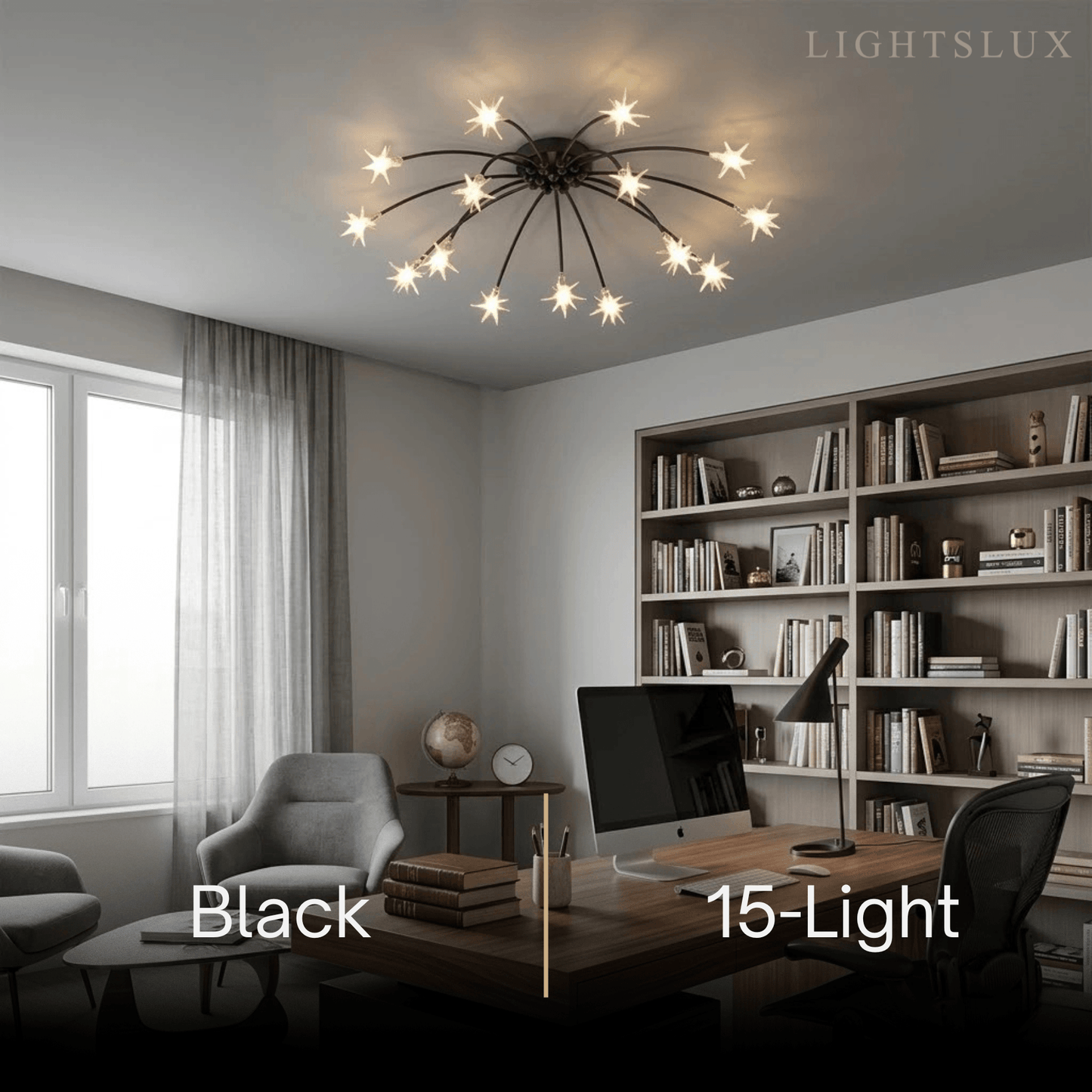 Nebula Art Deco Ceiling Light - Gold/Black/Chrome Metal Fixture for Bedroom