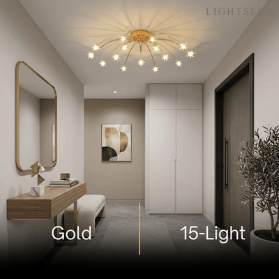 Nebula Art Deco Ceiling Light - Gold/Black/Chrome Metal Fixture for Bedroom