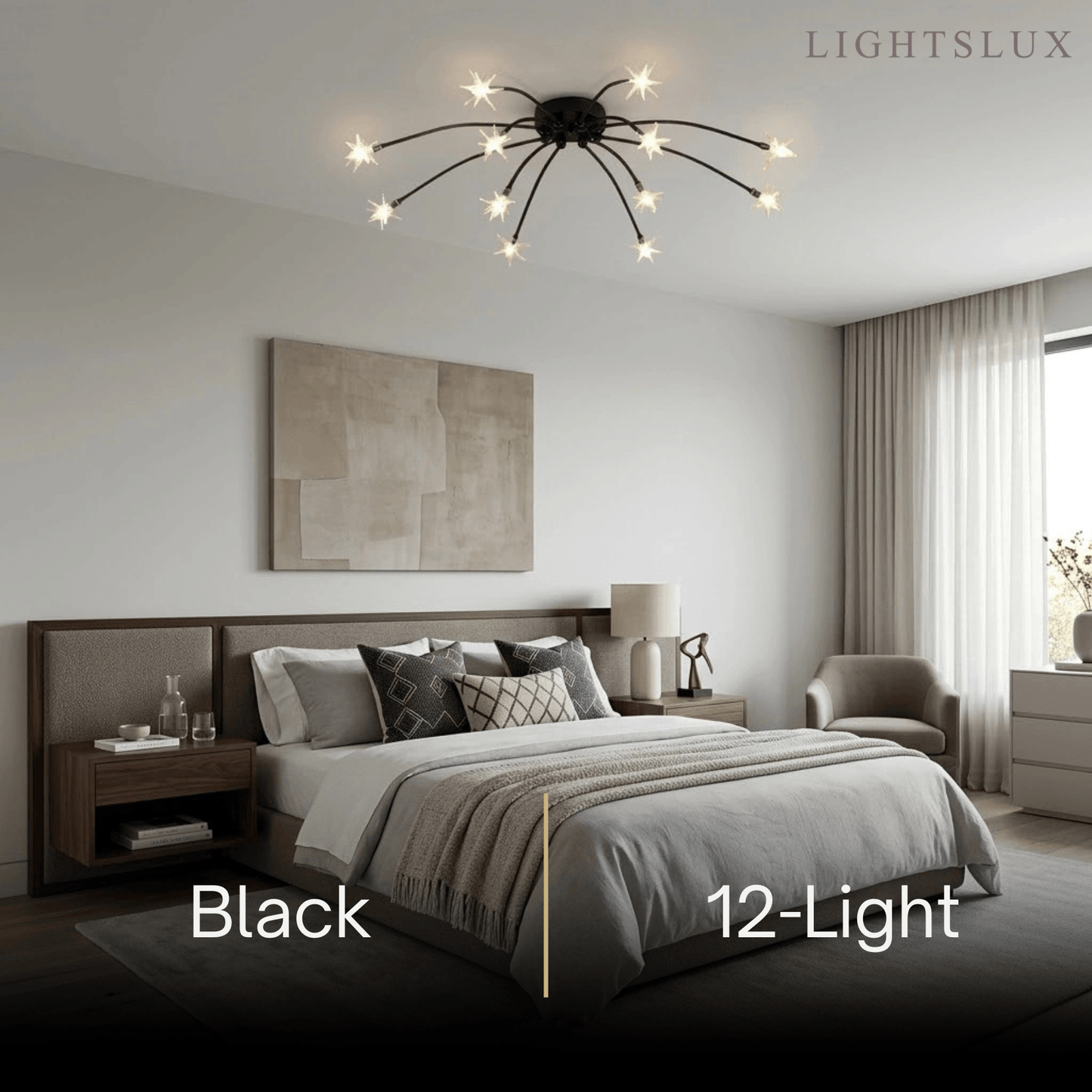 Nebula Art Deco Ceiling Light - Gold/Black/Chrome Metal Fixture for Bedroom