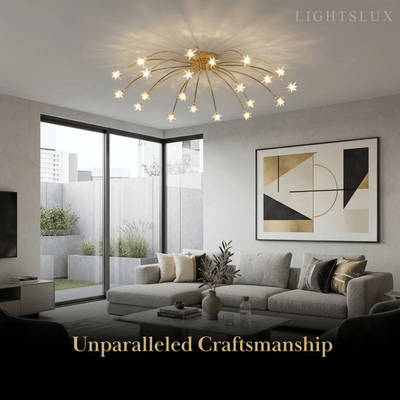 Nebula Art Deco Ceiling Light - Gold/Black/Chrome Metal Fixture for Bedroom