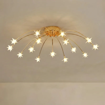 Nebula Art Deco Ceiling Light - Gold/Black/Chrome Metal Fixture for Bedroom