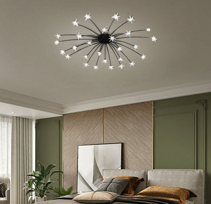 Art Deco Black 21-Head Ceiling Light for Bedroom