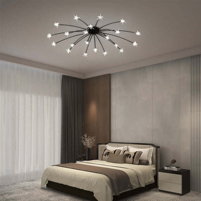 Art Deco Black 28-Head Ceiling Light for Bedroom